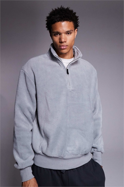 Свободная флисовая кофта с воротником-воронкой и четвертью молнии артикул 146906020