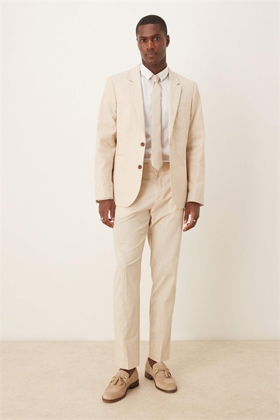 Брюки-костюм облегающего кроя с эффектом льна и складкой спереди артикул 140986711