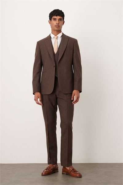 Узкие брюки из шерсти с узором «елочка» артикул 146837218