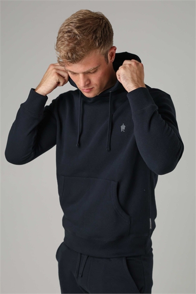 Худи из хлопковой смеси темно-синего цвета артикул 152059082