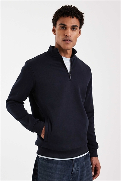 Свитшот с воротником-воронкой и четвертью молнии артикул 154139974