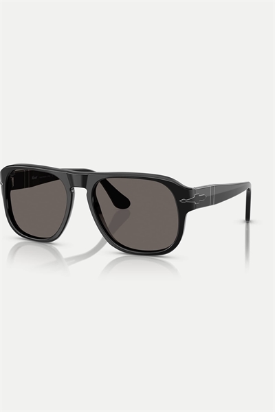 Po3310s — солнцезащитные очки в форме прямоугольника с чёрной оправой и серыми стеклами артикул 154191305