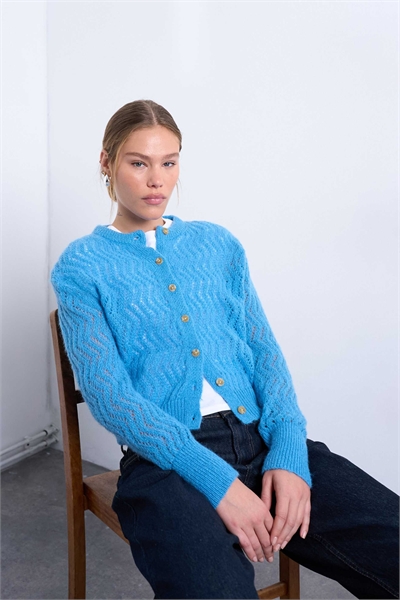 Кардиган из трикотажа с ажурной вязкой артикул 149625311