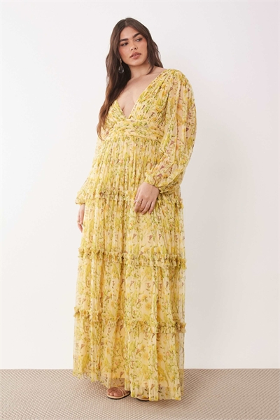 Макси-платье Lydia с желтым цветочным принтом артикул 154416416