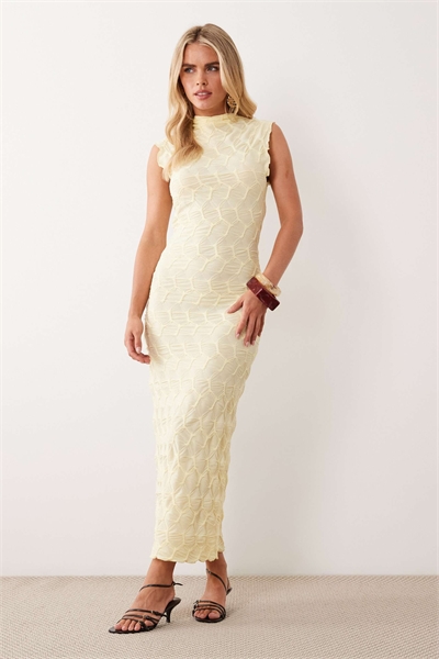 Макси-платье из текстурированного джерси пастельно-желтого цвета артикул 154714735