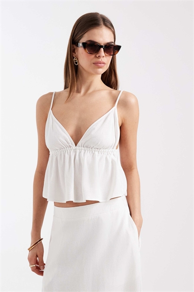 Топ на бретелях с эффектом льна co-ord артикул 154693201