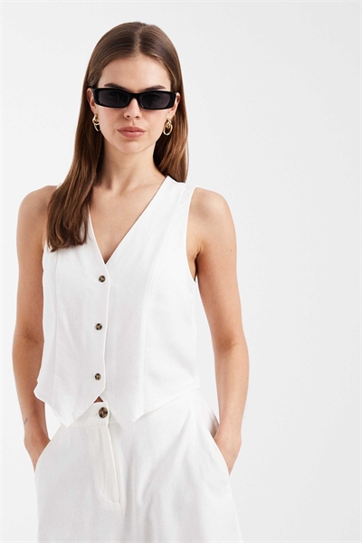 Жилет с эффектом льна, скроенный по фигуре co-ord артикул 154693196