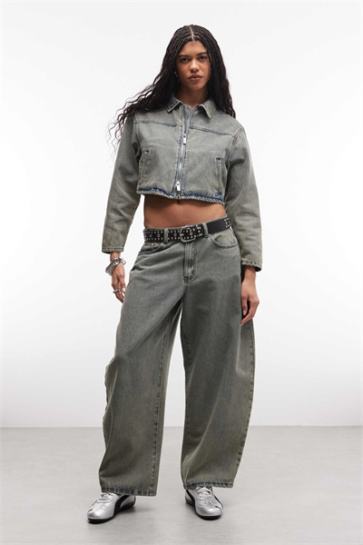 Джинсы из фактурного денима с подковообразным кроем co-ord артикул 155209916