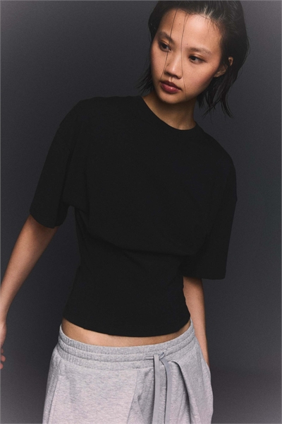 Футболка с коротким рукавом и затянутой талией артикул 156267751