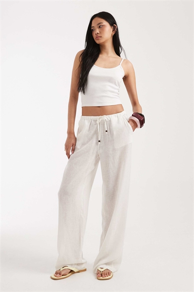 Брюки с широкими брючинами из смешанного льна артикул 154140005