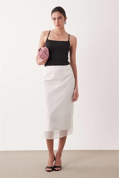 Юбка средней длины в горошек с сетчатой подкладкой co-ord артикул 155593899