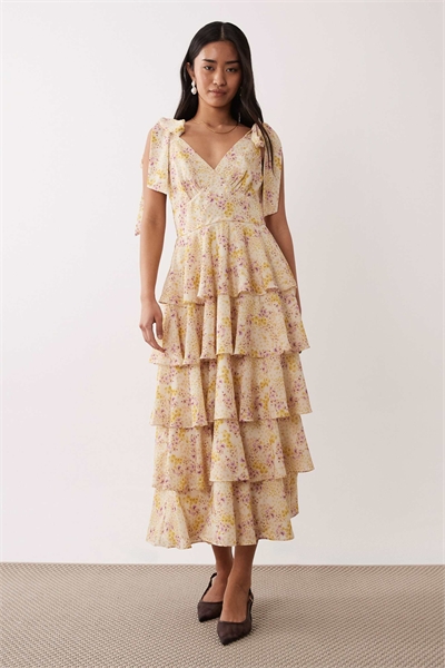 Платье средней длины с завязками на плечах и оборками от Florie артикул 153573321