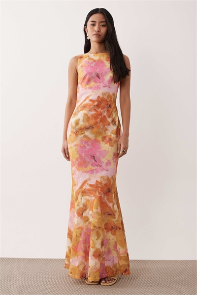 Макси-платье с вырезом на спине артикул 153573326