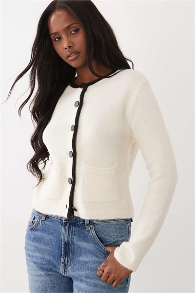 Вязаный кардиган с контрастной окантовкой артикул 155997996