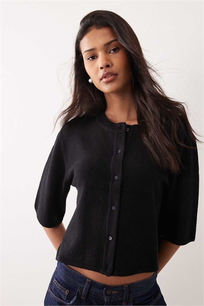 Вязаный кардиган с короткими рукавами артикул 154837130