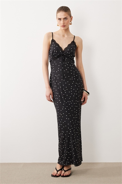 Платье-топ из сетчатой ткани в горошек с кружевными вставками артикул 154745646