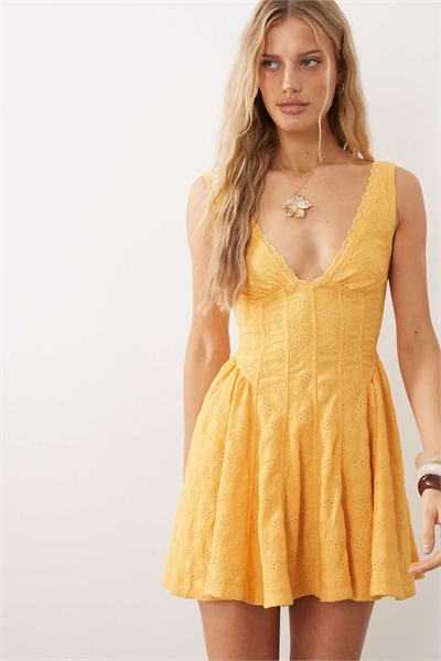 Мини-платье с V-образным вырезом в стиле корсета артикул 154238229