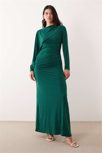 Макси-платье с элементами в виде облегающей накидки артикул 154630807