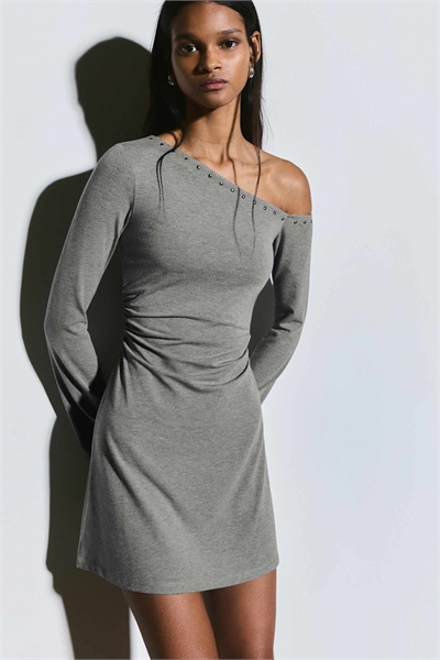 Асимметричное мини-платье с заклепками артикул 156278915