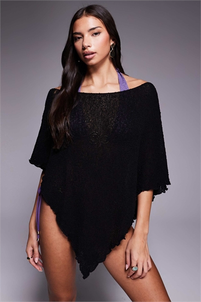 Пляжное вязаное пончо артикул 151995664