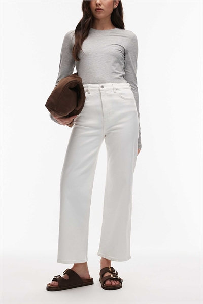 Джинсы с высокой талией, широкие и укороченные артикул 155223581