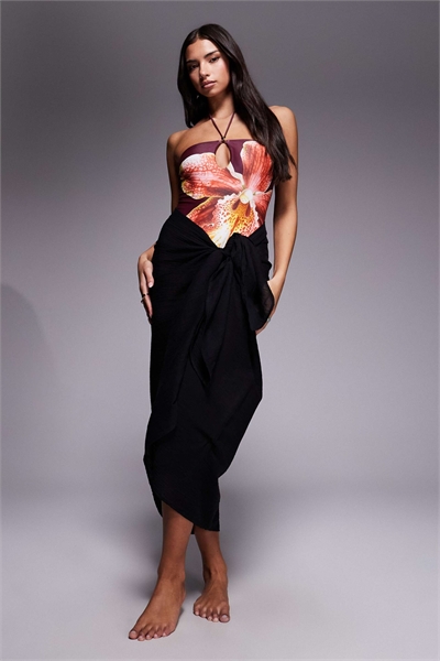 Пляжный саронг из хлопка с эффектом гофрированной ткани артикул 152418016