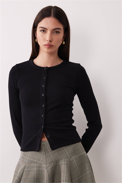 Кардиган с ребристым воротником на пуговицах артикул 154841126