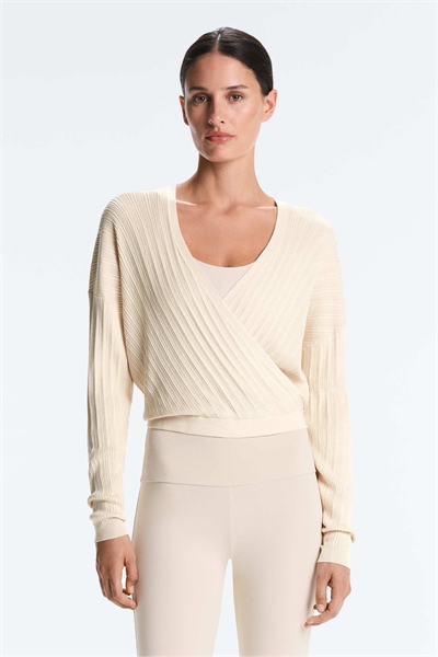 Свитер из перекрестного ребристого трикотажа артикул 156279556