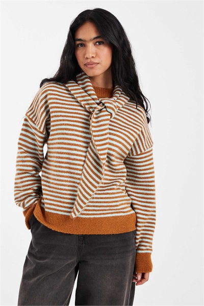 Свитер из тонкого полосатого трикотажа артикул 154767127