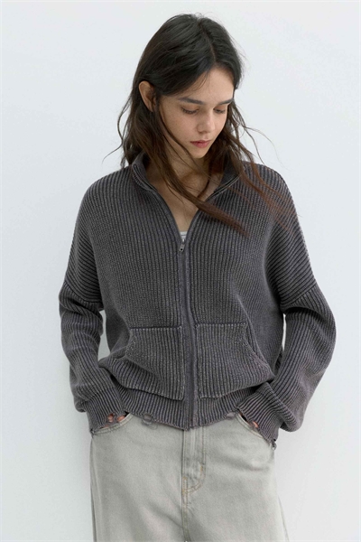 Кардиган на молнии с прорезами артикул 155714656