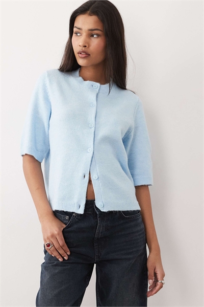 Мягкий вязаный кардиган с короткими рукавами артикул 154714732