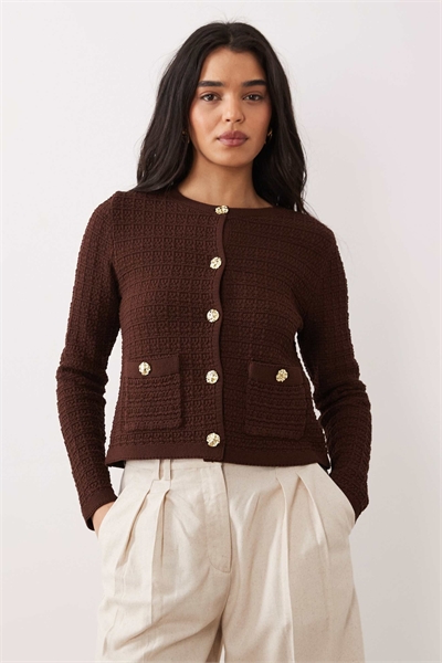 Кардиган из фактурного трикотажа на пуговицах артикул 152703827