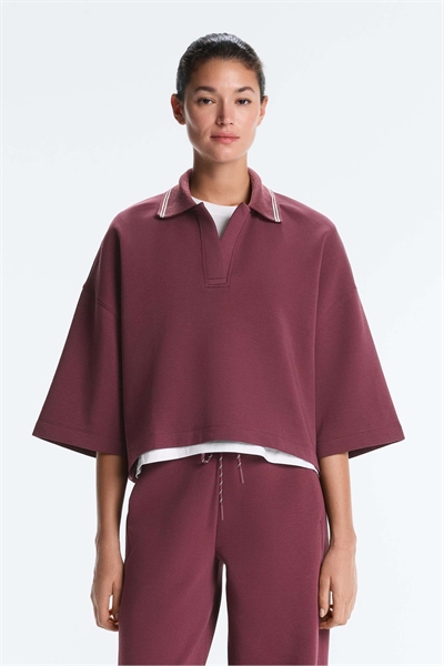 Свитшот в стиле поло с широкими рукавами из хлопкового пике артикул 156238289