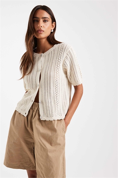 Кардиган с коротким рукавом из трикотажа с узором «поинтел» артикул 154694220