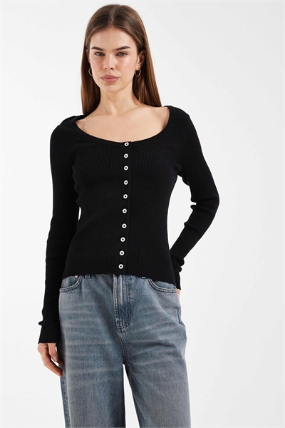 Кардиган с широким вырезом из смесовой ткани с хлопком и контрастными пуговицами артикул 153247543