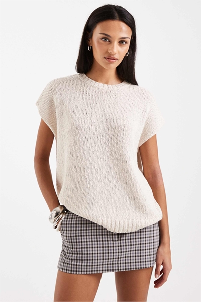 Топ без рукавов с круглым вырезом из ткани со вкраплениями артикул 151783639