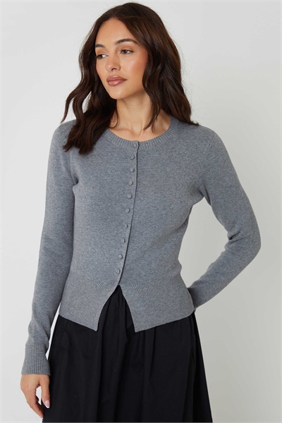 Кардиган из плотного трикотажа с круглым вырезом артикул 155412940