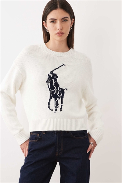 Свитер из хлопкового трикотажа с крупным логотипом в виде значка артикул 152897666