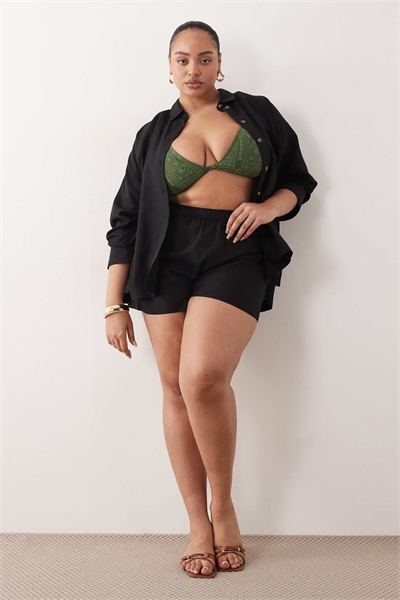 ASOS DESIGN Curve Ipanema — прозрачные пляжные шорты с вставками из льна артикул 154179035