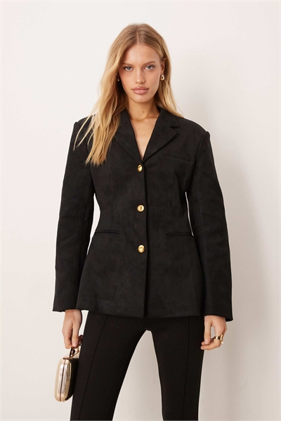 Блейзер из искусственной замши с затягивающимся поясом артикул 152422876