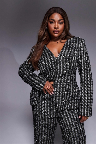 Блейзер из букле с украшением в виде жемчужных завитков co-ord артикул 147861255