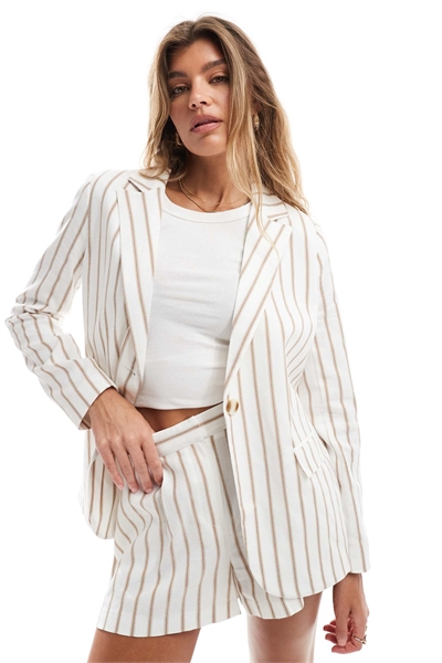 Льняной блейзер в тонкую полоску co-ord артикул 142973659