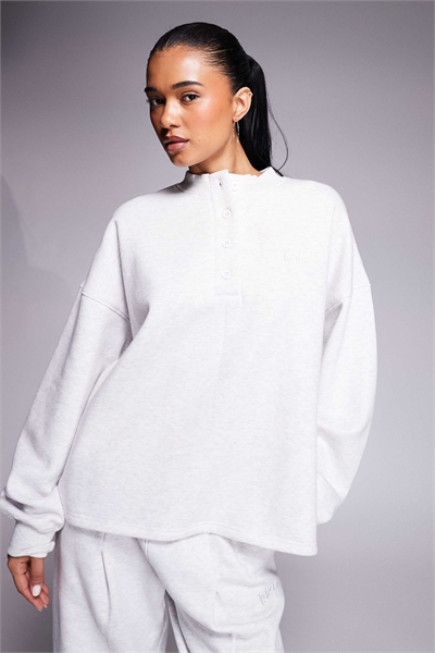 Свитшот-хенли свободного кроя с пуговицами, с высоким содержанием хлопка co-ord артикул 147764572