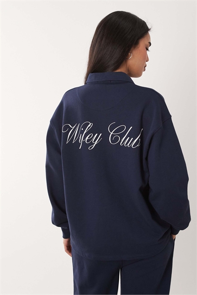Свитшот-поло с надписью «Wifey Club» на спине co-ord артикул 155035193