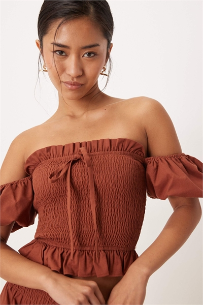 Топ с короткими рукавами и сборками co-ord артикул 154717388