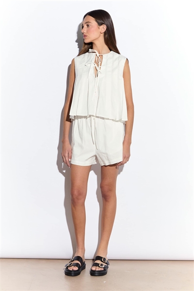 Блузка без рукавов с плиссировкой и завязками спереди артикул 155326905