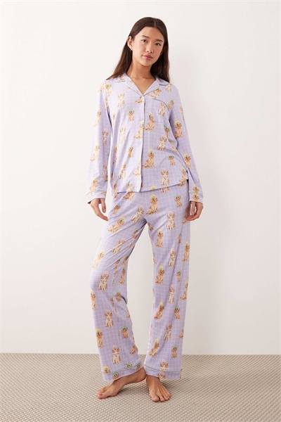 Комплект пижамы с длинными рукавами на пуговицах артикул 148194511