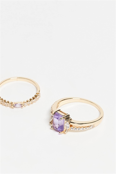 Набор из 2 колец с фиолетовым искусственным камнем и камнями из циркония артикул 150975812