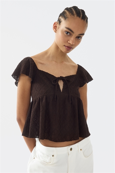 Блузка из трикотажа с ажурным узором артикул 1314583003