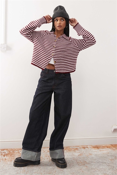 Вязаный кардиган с рагланными рукавами и полосками артикул 150268464